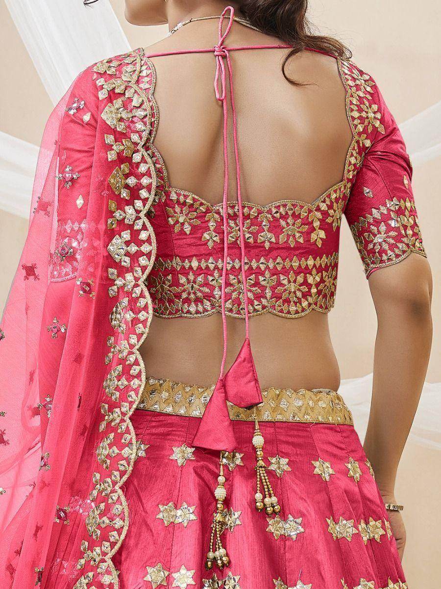 Charismatic Pink Zari Work Art Silk Engagement Wear Lehenga Choli - Zeel Clothing