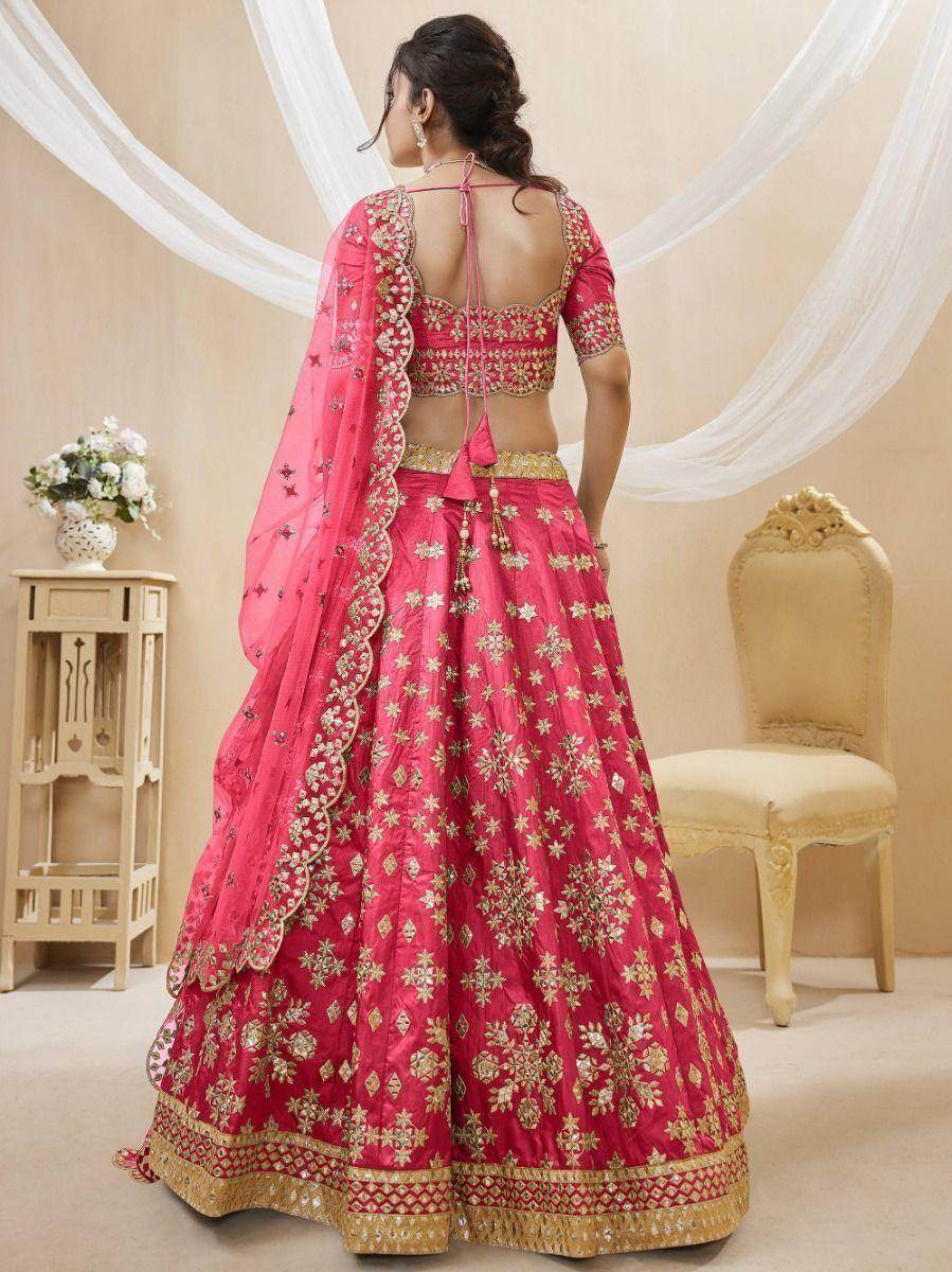 Charismatic Pink Zari Work Art Silk Engagement Wear Lehenga Choli - Zeel Clothing