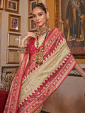 Charming Beige Printed Silk Event Wear Saree With Blouse - Zeel Clothing