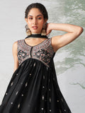 Charming Black Embroidered Organza Reception Wear Gown - Zeel Clothing