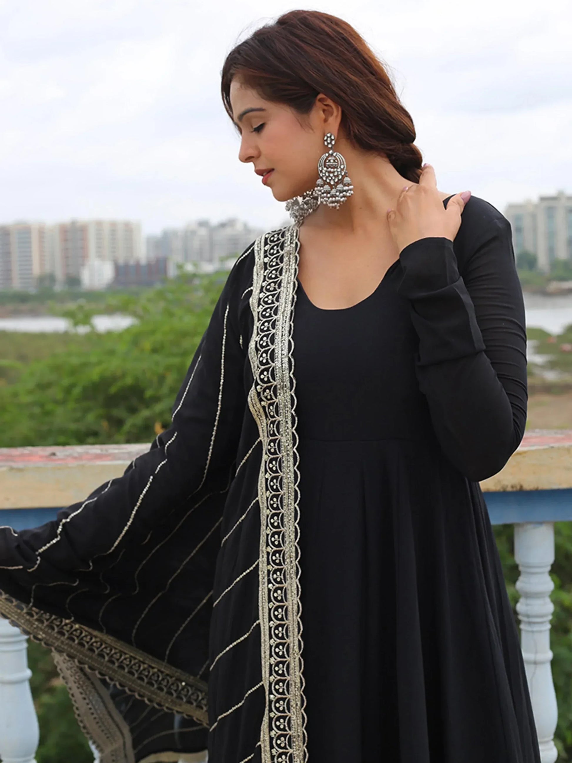 Charming Black Georgette Reception Wear Anarkali Suit Pant - Zeel Clothing