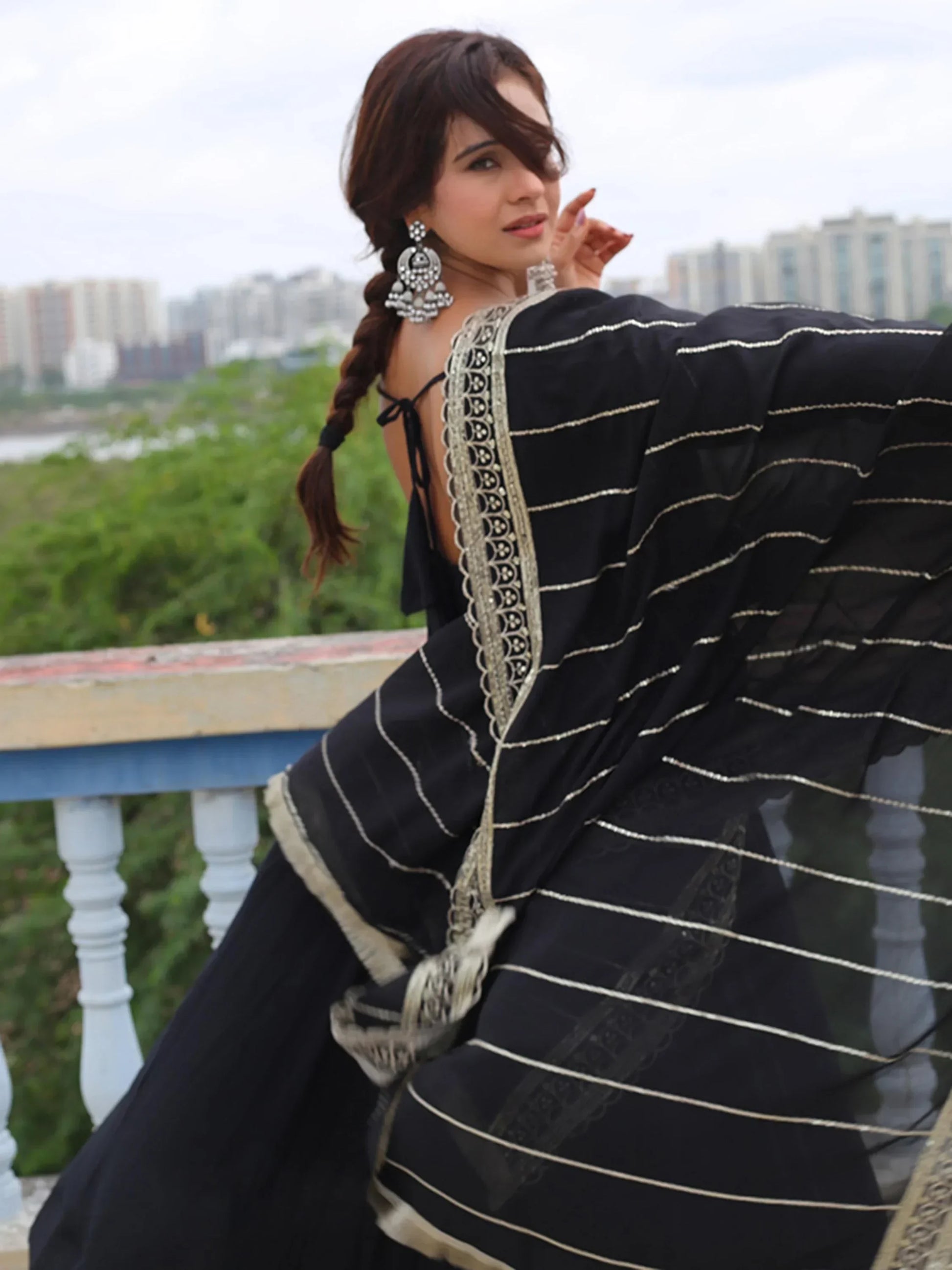 Charming Black Georgette Reception Wear Anarkali Suit Pant - Zeel Clothing