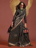 Charming Black Handloom Weaving Viscose Saree With Blouse - Zeel Clothing