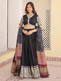 Charming Black Jacquard Traditional Lehenga Choli With Gaji Silk Dupatta