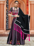 Charming Black Rayon Mirror Work Navratri Lehenga Choli With Dupatta - Zeel Clothing