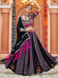 Charming Black Rayon Mirror Work Navratri Lehenga Choli With Dupatta - Zeel Clothing