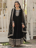 Charming Black Sequins Georgette Event Wear Gown With Dupatta - Zeel Clothing