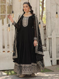Charming Black Sequins Georgette Event Wear Gown With Dupatta - Zeel Clothing