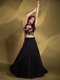 Charming Black Sequins Georgette Reception Wear Lehenga Choli - Zeel Clothing