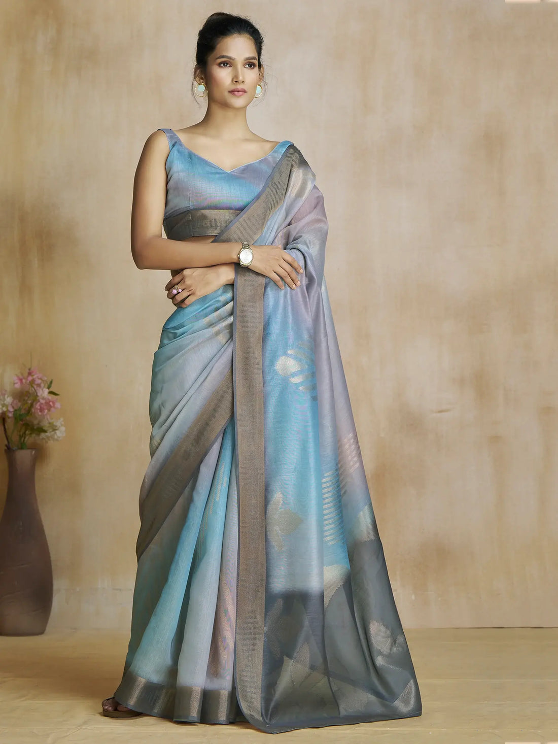 Charming Blue Digital Printed Silk Festival Wear Saree With Blouse - Zeel Clothing