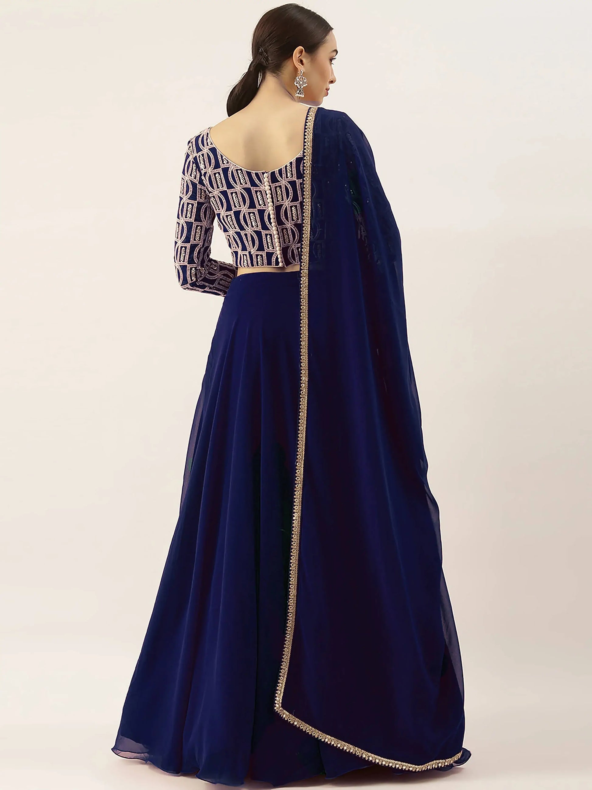 Charming Blue Thread Work Georgette Sangeet Wear Lehenga Choli - Zeel Clothing