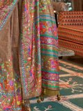 Charming Brown Digital Printed Silk Designer Saree With Blouse