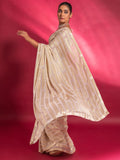 Charming Cream Sequins Georgette Party Wear Saree With Blouse - Zeel Clothing