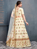 Charming Cream Zari Embroidered Silk Wedding Lehenga Choli - Zeel Clothing