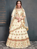 Charming Cream Zari Embroidered Silk Wedding Lehenga Choli - Zeel Clothing