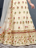 Charming Cream Zari Embroidered Silk Wedding Lehenga Choli - Zeel Clothing