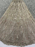 Charming Cream Zircon Work Net Bridesmaid Lehenga Choli With Dupatta - Zeel Clothing