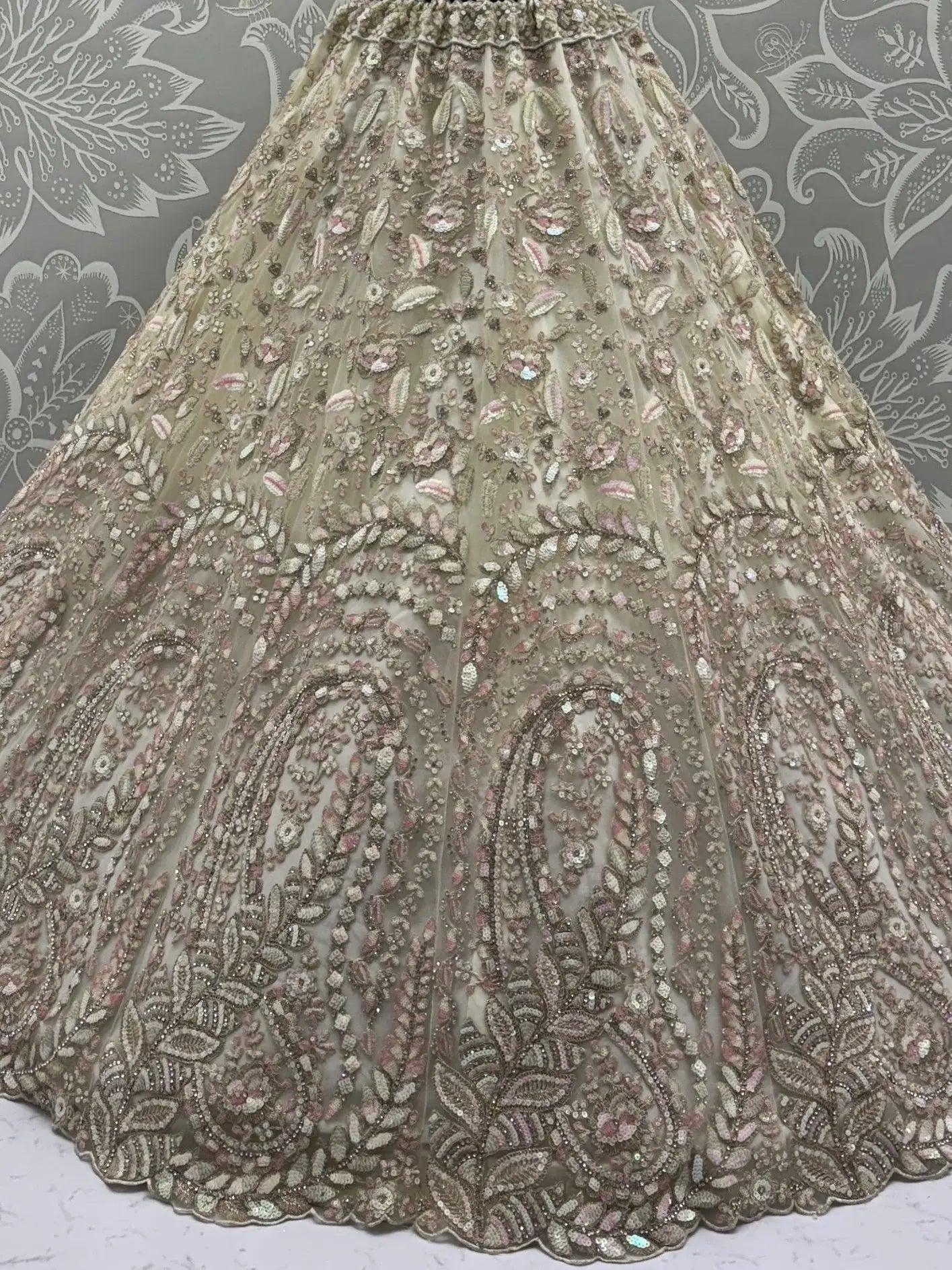 Charming Cream Zircon Work Net Bridesmaid Lehenga Choli With Dupatta - Zeel Clothing