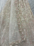 Charming Cream Zircon Work Net Bridesmaid Lehenga Choli With Dupatta - Zeel Clothing