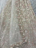 Charming Cream Zircon Work Net Bridesmaid Lehenga Choli With Dupatta - Zeel Clothing
