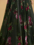 Charming Dark Green Floral Printed Organza Designer Lehenga Choli