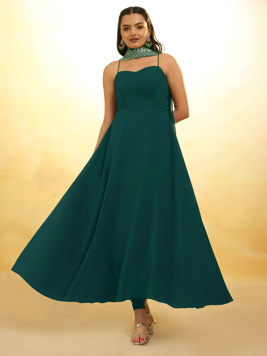 Charming Dark Green Georgette Mehendi Wear Salwar Suit - Zeel Clothing