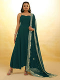 Charming Dark Green Georgette Mehendi Wear Salwar Suit - Zeel Clothing