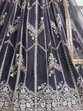 Charming Dark Grey Embroidered Net Reception Wear Lehenga Choli - Zeel Clothing