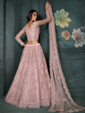 Charming Dusty Pink Embroidered Net Bridesmaid Lehenga Choli - Zeel Clothing