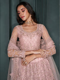 Charming Dusty Pink Embroidered Net Bridesmaid Lehenga Choli - Zeel Clothing