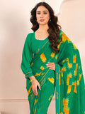 Charming Green Digital Printed Georgette Event Wear Saree With Blouse - Zeel Clothing