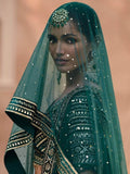 Charming Green Embroidered Velvet Bridal Lehenga Choli With Dupatta - Zeel Clothing