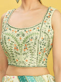 Charming Green Embroidered Work Chinon Reception Lehenga Choli - Zeel Clothing