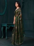 Charming Green Floral Printed Silk Designer Saree With Blouse - Zeel Clothing