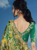 Charming Green Lace Work Brasso Reception Wear Saree With Blouse - Zeel Clothing