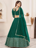 Charming Green Sequins Georgette Lehenga Choli With Dupatta - Zeel Clothing