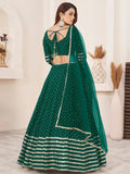 Charming Green Sequins Georgette Lehenga Choli With Dupatta - Zeel Clothing