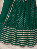 Charming Green Sequins Georgette Lehenga Choli With Dupatta - Zeel Clothing