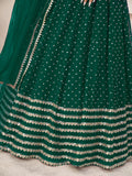 Charming Green Sequins Georgette Lehenga Choli With Dupatta - Zeel Clothing
