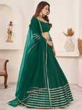 Charming Green Sequins Georgette Lehenga Choli With Dupatta - Zeel Clothing