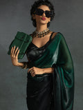 Charming Green Shaded Satin Designer Pre-Stitched Saree With Blouse - Zeel Clothing