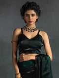 Charming Green Shaded Satin Designer Pre-Stitched Saree With Blouse - Zeel Clothing