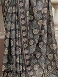 Charming Grey Digital Printed Silk Event Wear Saree With Blouse - Zeel Clothing
