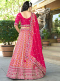 Charming Hot Pink Coding Work Viscose Silk Engagement Lehenga With Blouse - Zeel Clothing
