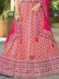 Charming Hot Pink Coding Work Viscose Silk Engagement Lehenga With Blouse - Zeel Clothing