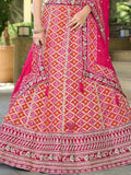Charming Hot Pink Coding Work Viscose Silk Engagement Lehenga With Blouse - Zeel Clothing