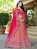Charming Hot Pink Coding Work Viscose Silk Engagement Lehenga With Blouse - Zeel Clothing