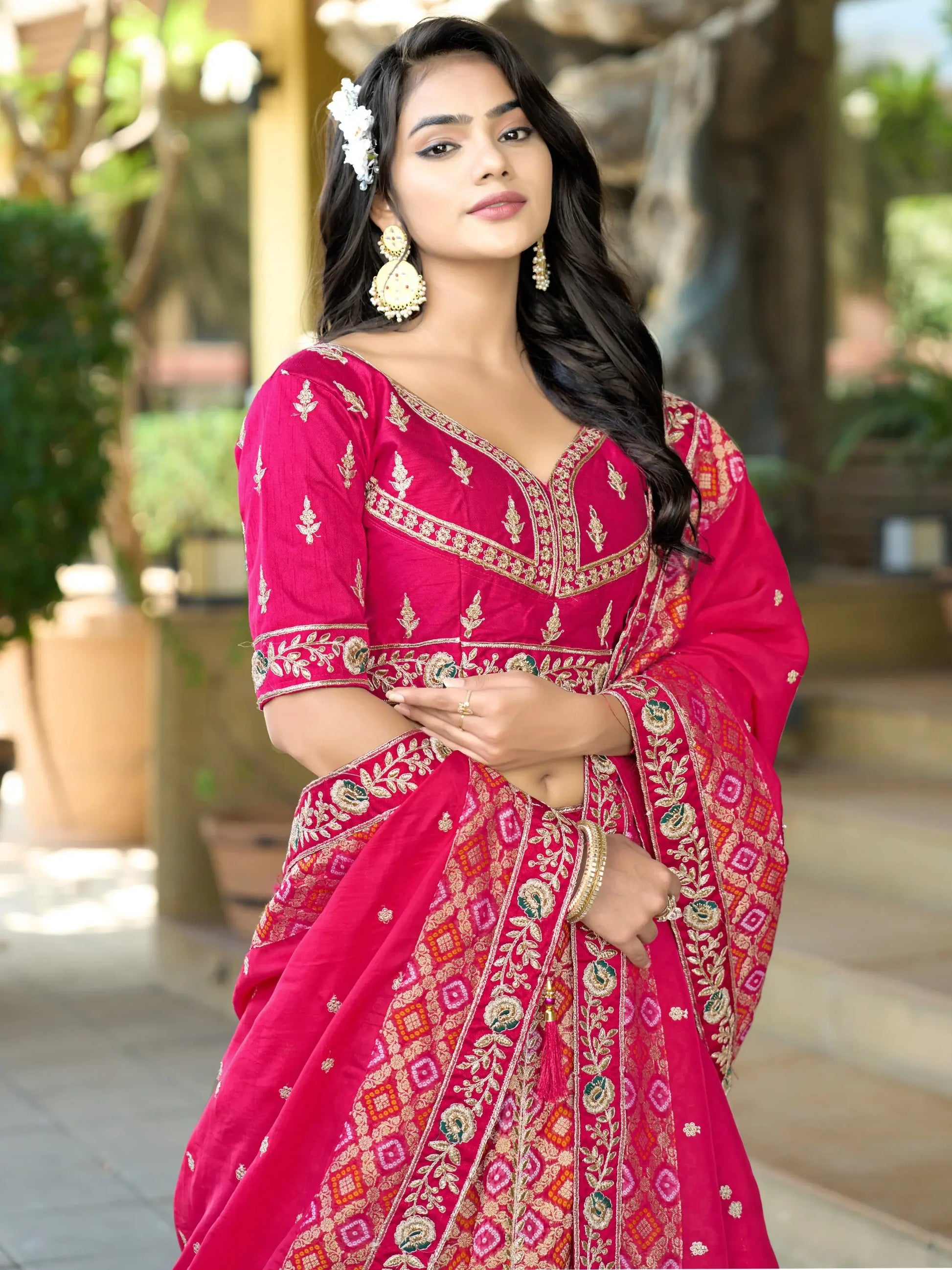 Charming Hot Pink Coding Work Viscose Silk Engagement Lehenga With Blouse - Zeel Clothing