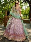 Charming Lavender Multi Thread Work Tissue Reception Wear Lehenga Choli - Zeel Clothing