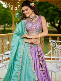 Charming Lavender Satin Sequins Work Bridemaids Lehenga Choli With Dupatta - Zeel Clothing